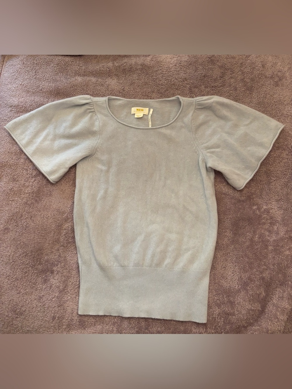Anthropologie Maeve Light Blue Puff Sleeve 100% Cashmere Sweater M